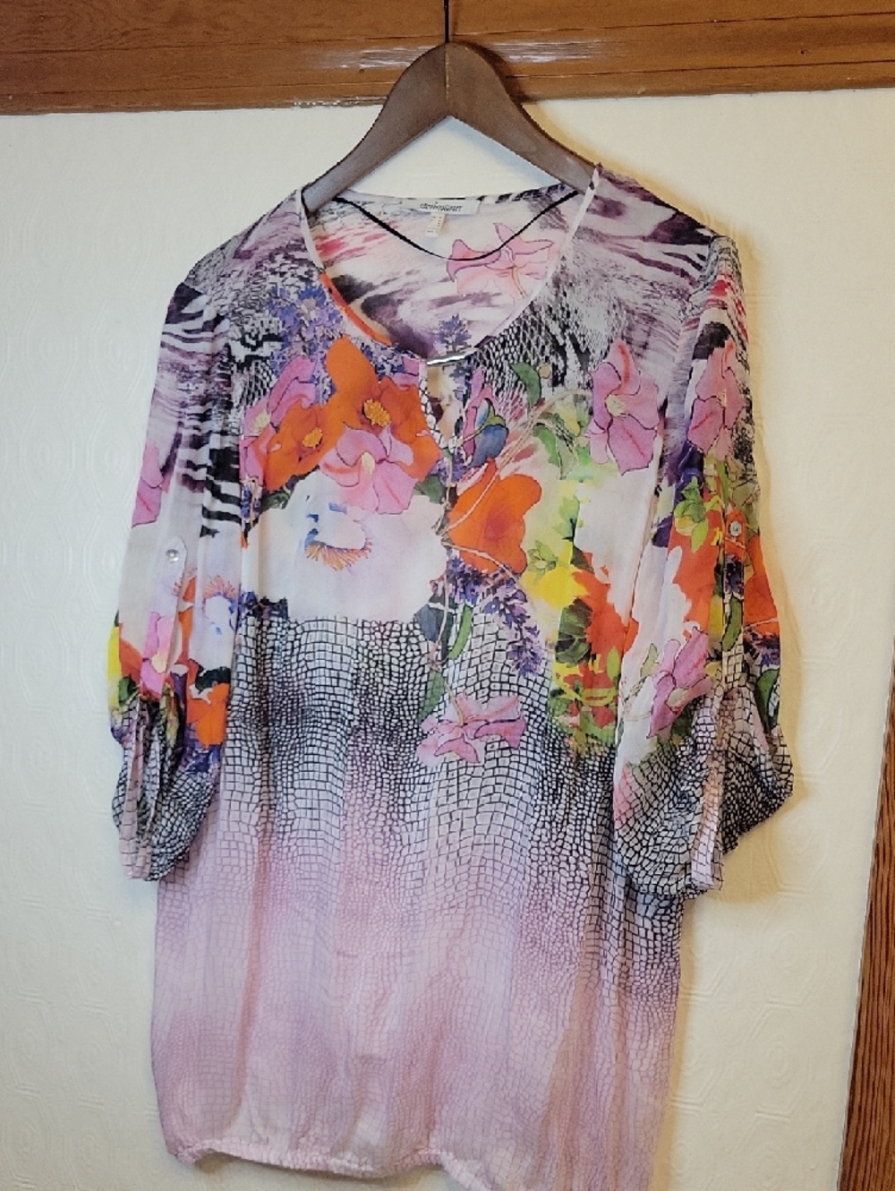 Steilmann Floral Print Three-Quarter Sleeve Blouse - Purple Multi